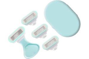 CBTLYSK Women's Razor Set with Aloe Soap Bar - Women's Razor + 4 x 5 Blade Razor Refill + Short Handle Razor Stand (Sky Blue)