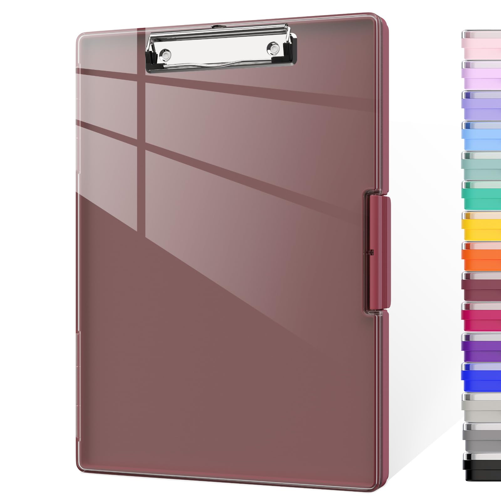 Piasoenc Clipboard with Storage, 8.5 x 11 Clip Boards with 2 Storage Case and A4 Paper Folder, Clear Dry Erase Top Panel, Heavy Duty Plastic, Folio & Side-Opening, for Nurses, Teachers, Burgundy