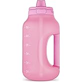Ello Hydra 64oz Half Gallon Water Jug with Handle and Motivational Time Markers for All Day Hydration, Plastic Reusable Water Bottle with Straw and Locking, Leak Proof Lid, BPA Free