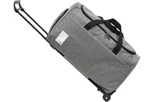 Rolling Duffle Bag with Wheels, 45L 22” Folding Travel Duffel Bag Soft-Sided with 2 Wheels, Waterproof Carry-On Large Travel 