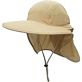 Surblue Wide Brim Sun Hat with Protective Breathable Adjustable Neck Flap, UPF50+ Safari Hiking, Hunting and Fishing Hats