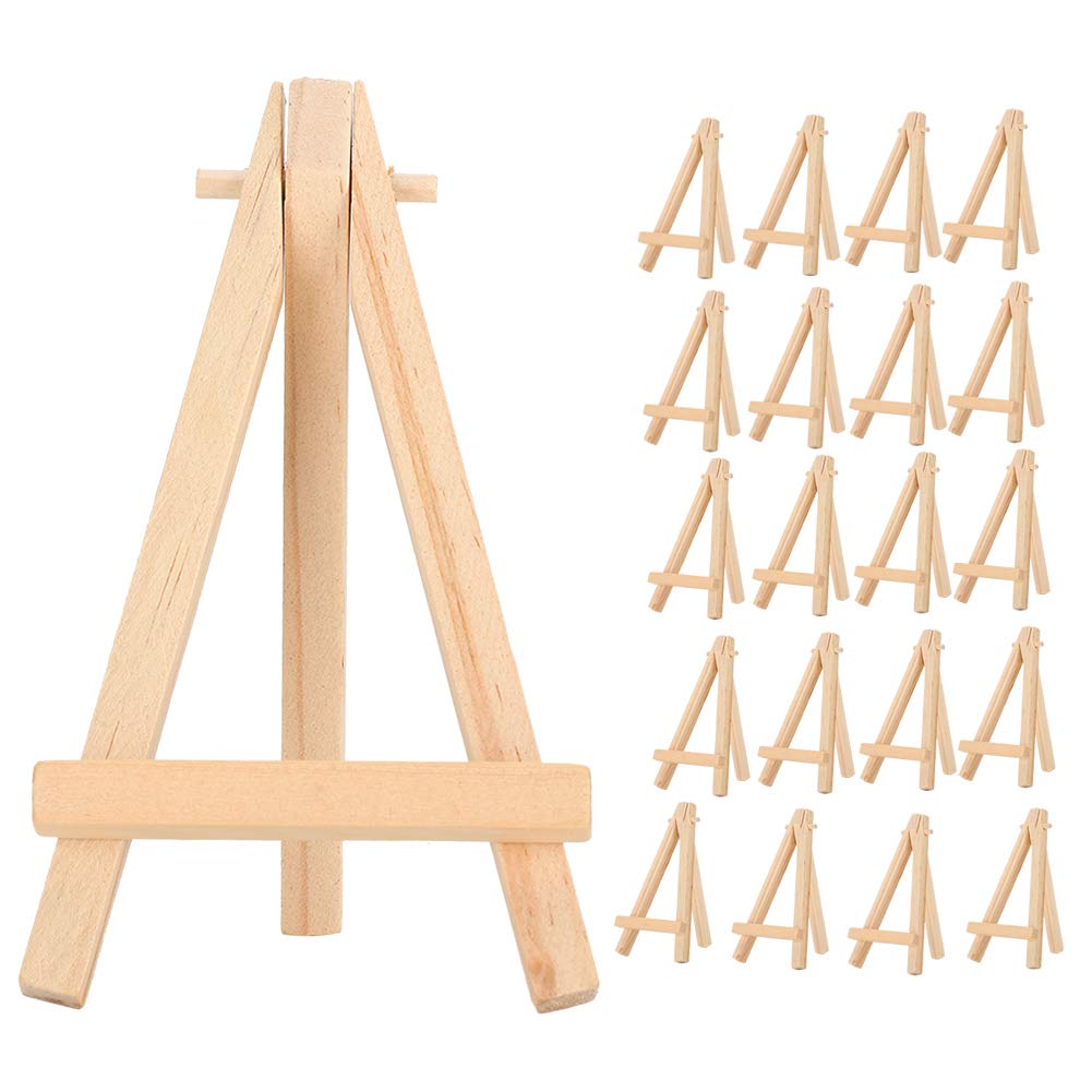 Wood Easel, Mini Tripod Holder, 20Pcs Folding for 15 x 10cm Painting Small Exhibit Holder Display Sign Stand Ad Display