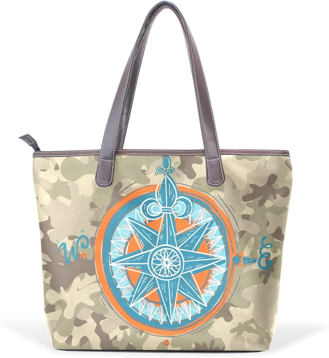 Women's Handbags Camouflage Abstract Compass Tote PU Leather Amazon.co