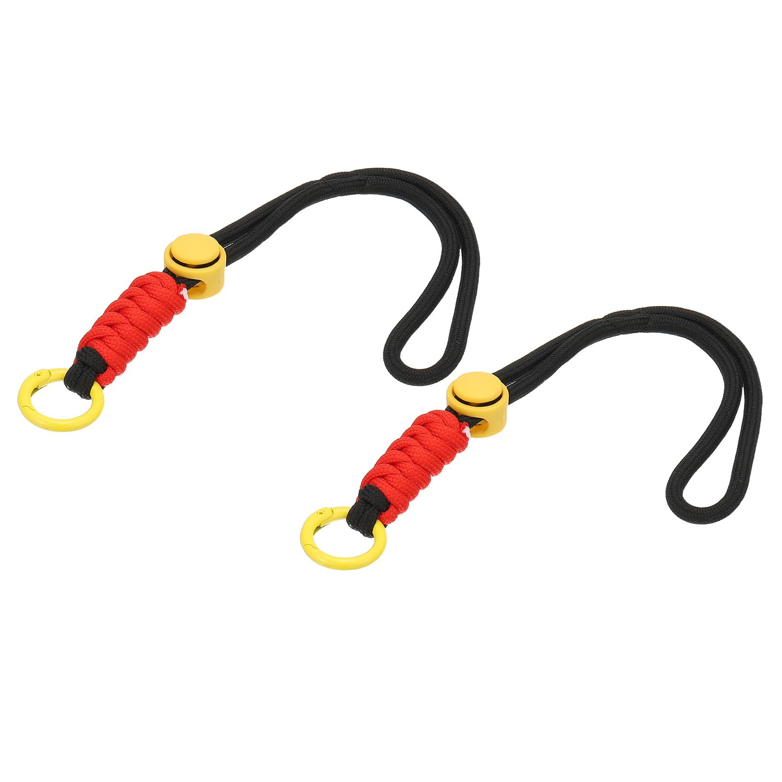 PATIKIL Paracord Lanyard Keychain, 2Pcs Cell Phone Keychain Rope Wrist Lanyards Braided Strap with Spring Ring for Hanging Key, Black, Red, Yellow