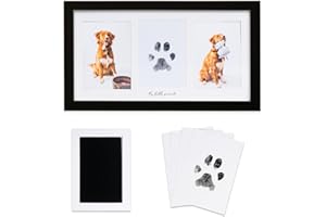 DeerZone Pet Memorial Gifts for Dogs Cats, Dog Paw Print Frame Kit,Inkless Paw Print Kit,Pet Paw Print Picture Frame,Premium Wooden Pawprint Photo Frame,Gifts for Pet Lovers