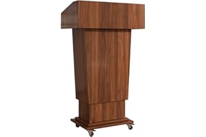Xibolai 25"x16" Blockboard Podium Lectern with 40"-53" Adjustable Height & Locking Casters | Mobile Podium with Wheels for Cl