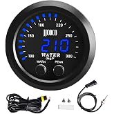 ZHSYMX 52mm Water Temperature Gauge with 1/8 NPT Sensor with Alarm | Universal Water Temperature Gauge Digital Meter Blue Display Temp 100-300F(-17~187C)