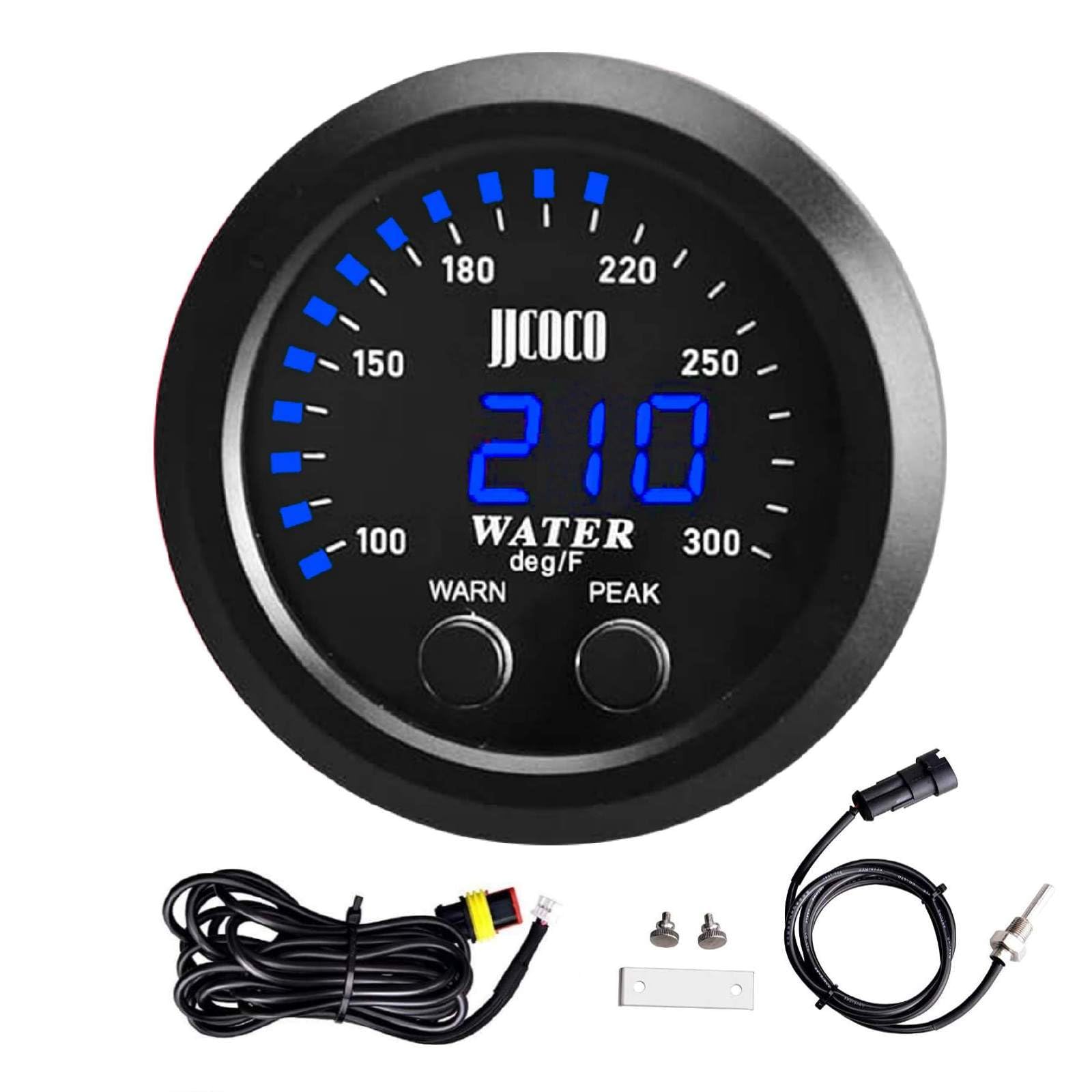 Photo 1 of ZHSYMX Universal 52mm Water Temperature Gauge with Alarm and 1/8 Npt Sensor Car Digital Meter Blue Display Temp 100-300F(38-150C)