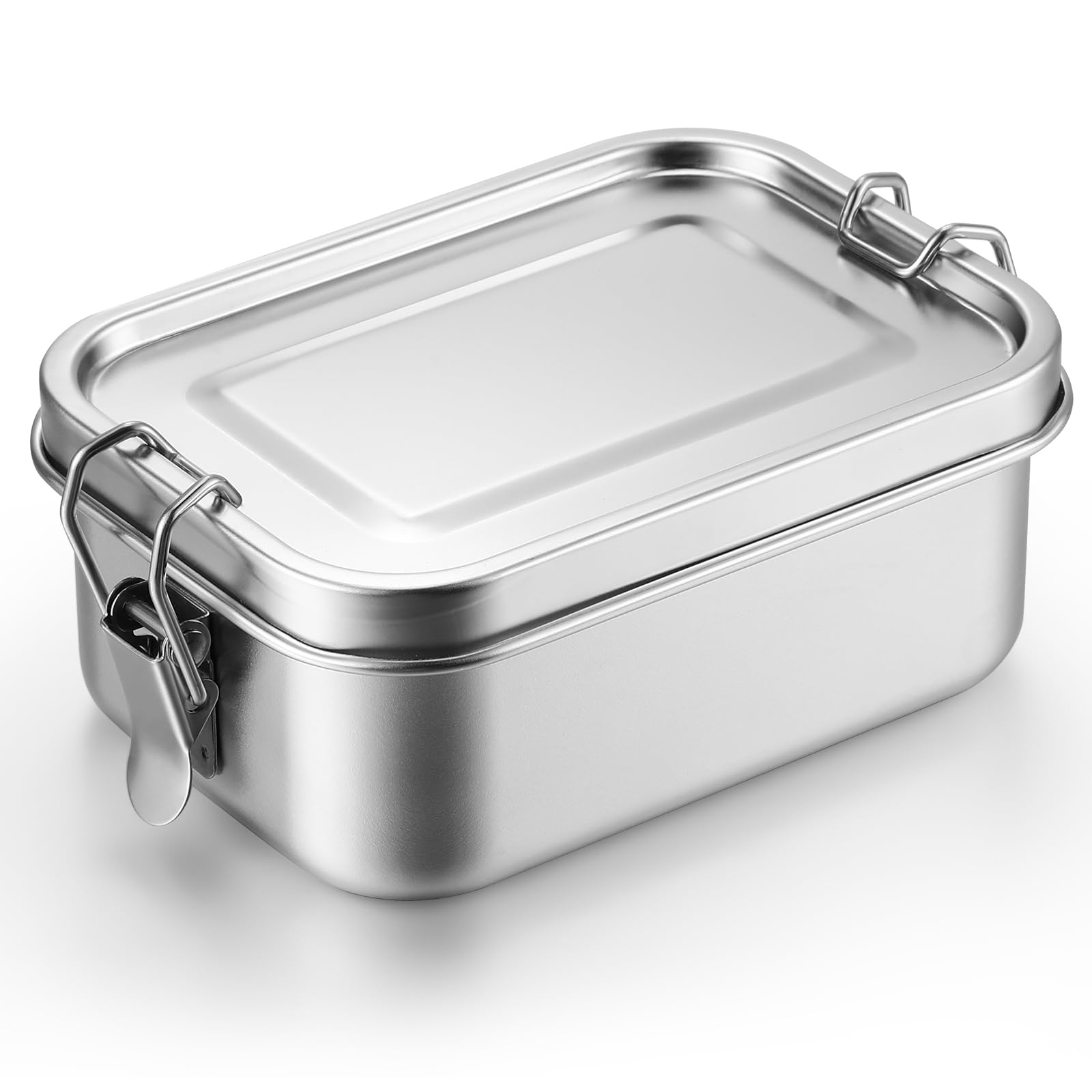 Photo 1 of Umigy 1 Pcs Stainless Steel Food Containers Metal Bento Lunch Box Stainless Steel Food Storage Containers, Lockable Clips to Leak Proof, Reusable Dishwasher Snack Boxes for Work, Picnic (1400ml)