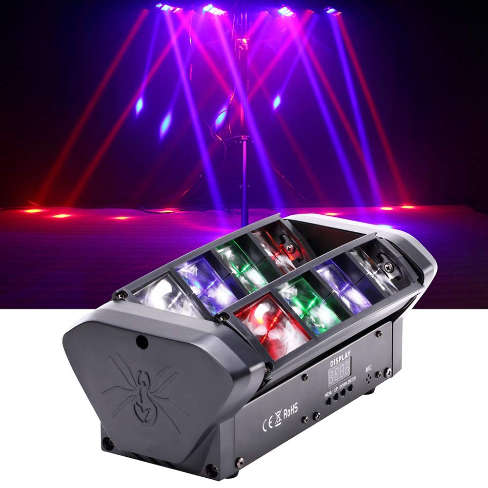 Stage Lighting - Moving Head Disco Lights Beam 8 x 3W RGBW Sound Activated DMX 512 for DJ, Disco, Bars, Clubs, Family Parties, Light Shows