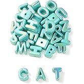 DanLingJewelry 90Pcs Random Turquoise Color Large Acrylic Letter Beads UV Plating Iridescent A-Z Alphabet Beads for Jewelry Making DIY Bracelets