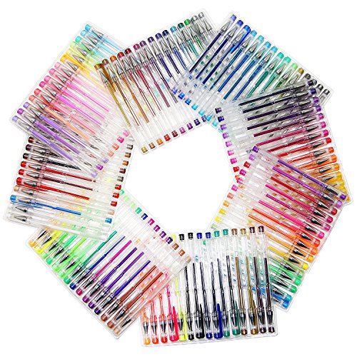 OfficeThink 130 Unique Gel Pens Set - Ergonomic Grips - Color Codes and Chart - Zero Duplicates - 60% More Ink - Non Toxic - Acid Free - BONUS 12 Adult Coloring Pages, Sketching, Crafts, and More!