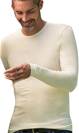 Amazon.com: Engel 100% Lana de merino playera para hombre de manga larga  para. Fabricado en Alemania., Natural: Clothing