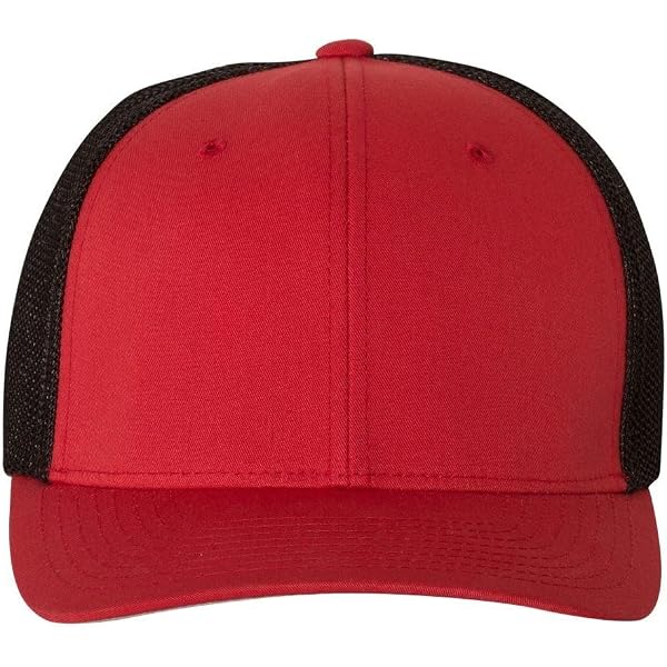 RICHARDSON Red/Black 112 Mesh Back Trucker Cap Snapback Hat  display picture 2