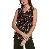 Anne Klein Women's Printed Ity Pleat Front Shell