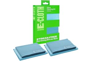 E-Cloth Microfiber Window Cleaning Cloth Kit - Glass Cleaning Cloth for Windows, Mirrors, Cars, Lenses, Eyeglasses, & More, Streak Free Clean, Machine Washable Reusable Towel - Alaskan Blue (2 Kits)