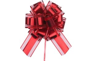 HQJAXJ 6pcs Pull Bows,Red Bows for Gifts Pull Bows for Wedding Baskets,6 Inches Diameter Gift Bows,Decorate Gifts Such as Christmas,Valentine's Day,and Parties (red)