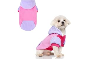 BEAUTYZOO Fleece Dog Hoodie Sweatershirt with Pocket and Leash Hole, Stretchy Small Medium Large Sized Dogs Clothes for Fall Winter Cold Days, Color Designer Warm Dog Jackets,French Bulldog Coats