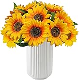 Joyerace12PCS Artificial Sunflower Flowers, Single Stem Silk Fake Sunflowers for Outdoor Wedding Birthday Party Home Decor- NO VASE