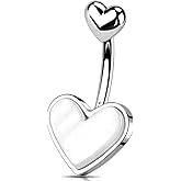 Melighting Heart Belly Button Ring 14G Stainless Steel 316L Pink Belly Ring Belly Piercing Opal Steel Gold Belly Piercing Jewelry Navel Ring For Women 10mm