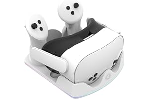 AODOT Meta Quest 3S/3/2 Charging Dock, RGB Light Charging Station, VR Glasses Accessories with Stand for Headset & Controller
