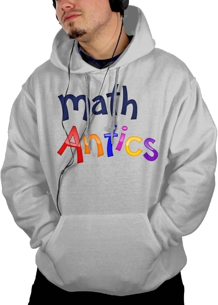 Obachi Math Antics Men's Cotton Long Sleeve Pullover Pocket Hooded Sweatshirt Ash