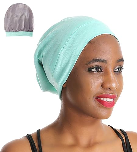 Slap Night Cap Sleep Hat Beanie Light Blue Women Organic Bamboo