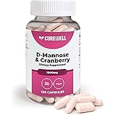 CUREWELL D-Mannose & Cranberry 1300mg (120 Capsules) | Vegan & Non-GMO Urinary Tract Health Supplement | UTI Defense & Bladder Support for Women & Men | Natural Urinary Cleanse & Immune Support