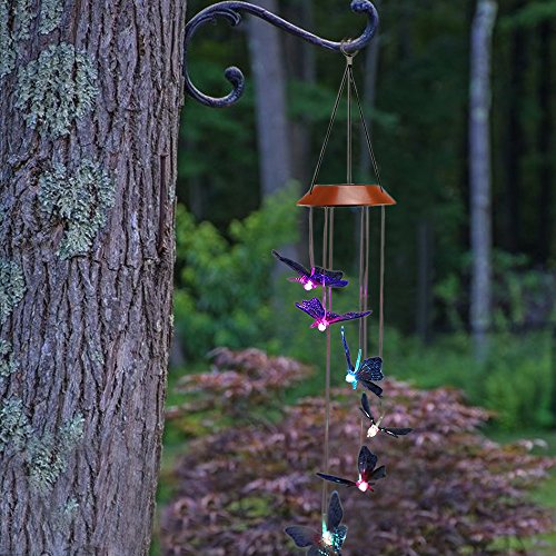 Anpatio Light Control Solar Powered Butterfly Wind Chime Outdoor Waterproof Colour Changing LED Light Romantic Garden Yard Balcony Decoration Best Gift - Thumbnail 2