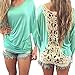 2017 Hot Shirt! AMA(TM) Women Sexy Lace Half Sleeve Loose Casual T-shirt Blouse Tops (M, Green)