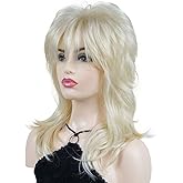 Wiginway Shaggy Layered Wig with Bangs, Shoulder Length Natural Straight Shags Wig, Soft Synthetic Hair, 613 Blonde