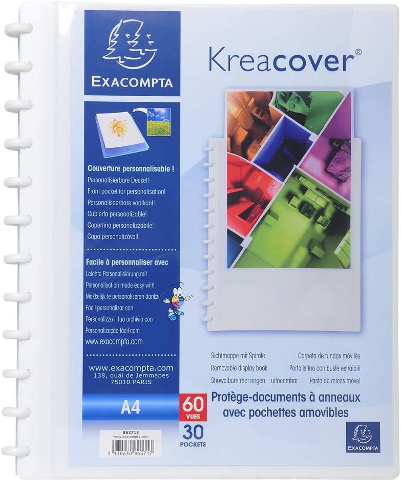Exacompta, Ref 86371E, Kreacover Collection, PP Rigid Display Book with Rings, Suitable for Displaying A4 Documents