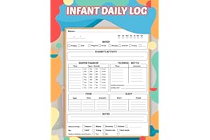 Infant Daily Log: Daily Report Form for Daycare, Inhome daycare paperwork, Infant Daily report sheets perfect gift for childcare centers, Daycares, preschools, Babysitters and Nannies