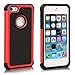 AGRIGLE AB669656 Shock- Absorption/High Impact Resistant Hybrid Dual Layer Armor Defender Full Body Protective Cover Case Compatible with iPhone 5/5S/SE (Black Red)
