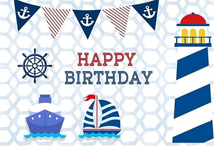 Amazon Com Aofoto 7x5ft Happy Birthday Nautical Party Decoration