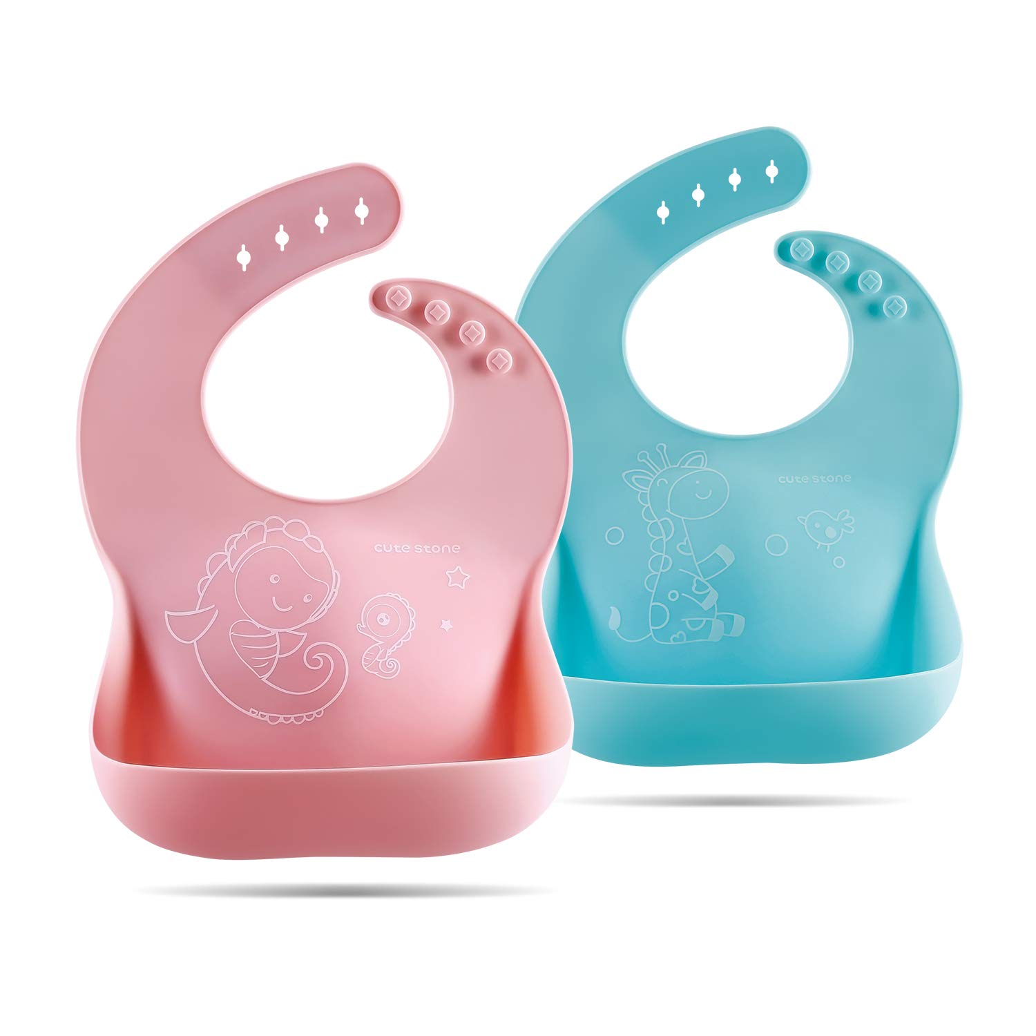 Mua Cute Stone 食事エプロン ベビー 離乳食エプロン 2枚セット シリコン 子供用 前掛け ベビービブ 赤ちゃん用 防水よだれかけ 100 食品シリコーン着用 首回り調整可 立体ポケット付き ソフトスタイ ベビースタイ 出産祝い プレゼント 撥水 油落ちる 男女通用 グリーン