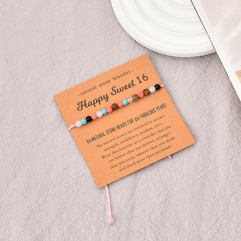 Sweet 16 Beaded Bracelet Gifts for Girls 16th Birthday Gifts for Daughter Granddaughter Gifts for 16 Year Old Girl Birthday Gift Ideas Best Friend Bday Gift for Women Sweet Sixteen Party Favors