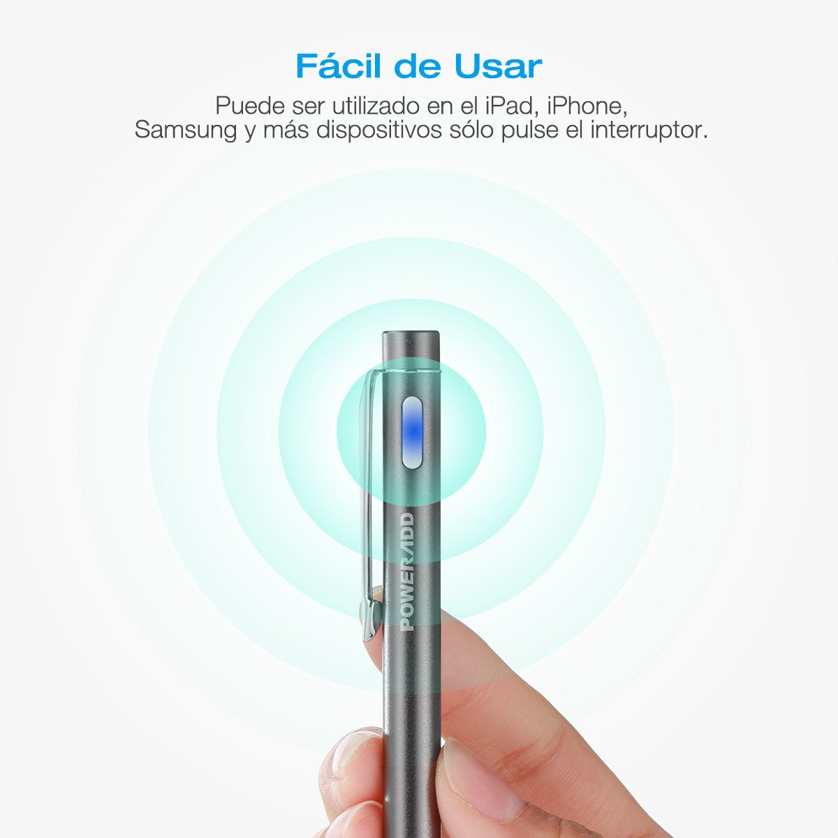 Poweradd Bolígrafo Digital para toda la Pantalla Táctil Teléfonos Inteligentes y Tabletas Color-Gris