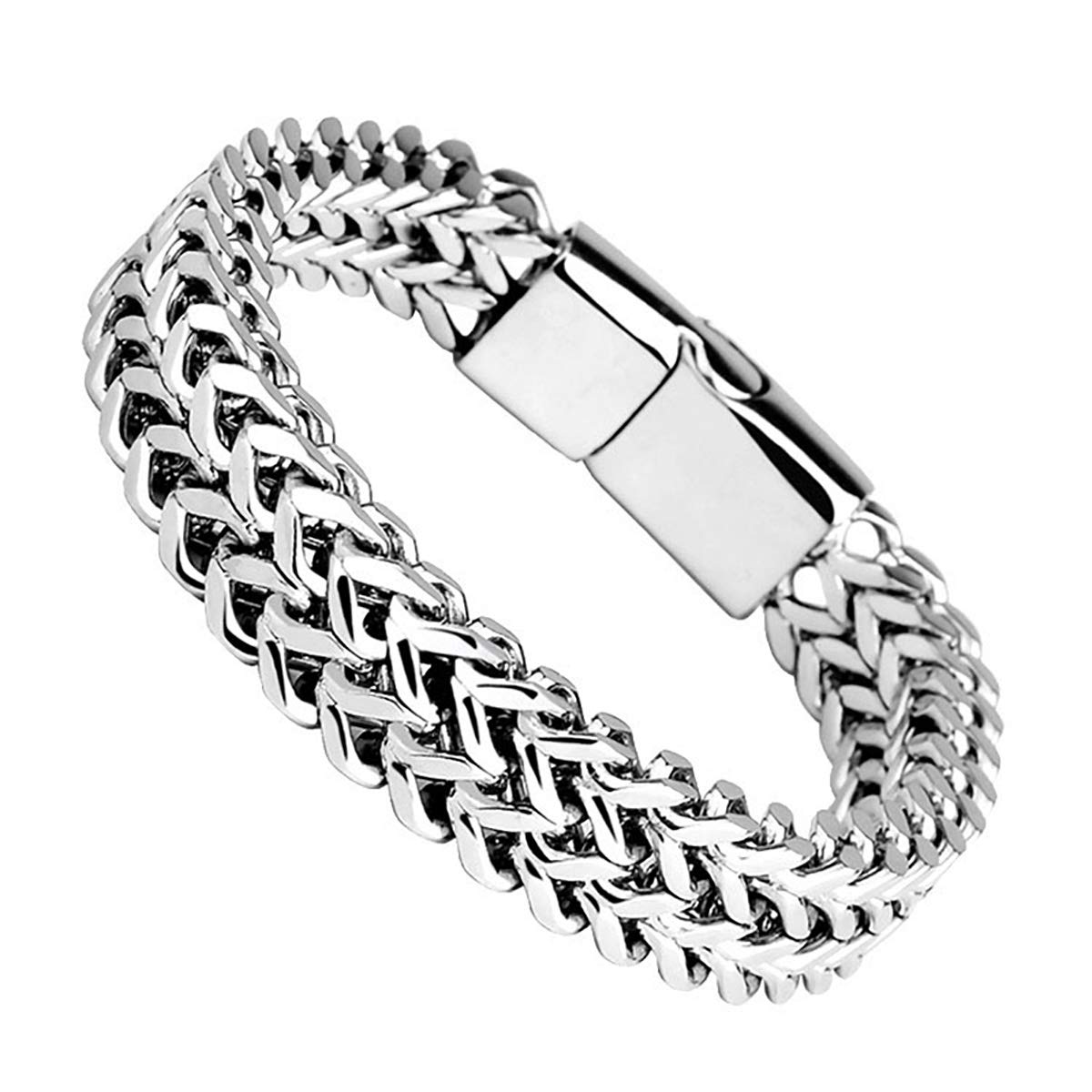 LOVANS Stainless Steel Bracelet for Men Braided Bracelets Unisex Bangle Cuff 19-22cm