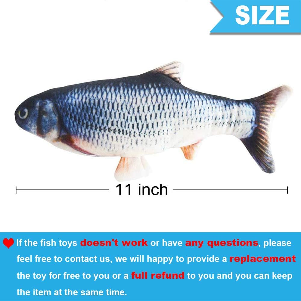 Malier 2 Pack Electric Fish Cat Toy, Realistic Plush Moving Wagging Fish Cat Toys Simulation Interactive Cat Kitten Toys for Indoor Cats Pets Kitten, Perfect for Biting, Chew and Kick (Blue + Red) : Pet Supplies