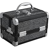 JustCase M1001 Mini Makeup Cosmetic Train Case Organizer Storage, Krystal Black by Just In Case