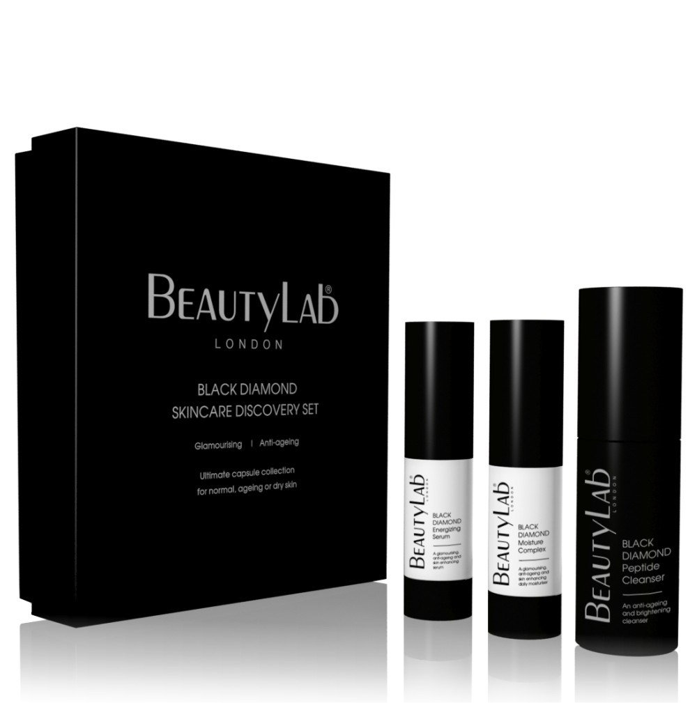BeautyLab | Black Diamond Discovery Set | Contains Peptide Cleanser 50ml, Energizing Serum 15ml & Moisture Complex 15ml