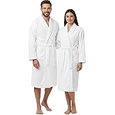 VINCO LOOPS 100% Cotton Terry Bathrobe for Women & Men, Spa & Hotel Quality Velour Robe with Shawl Collar, Unisex Terry Bathrobe, One Size – White