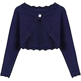 Arshiner Girls Open Front Bolero Shrug Kids Long Sleeve Cropped Elegant Cardigan Knit Sweater