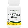 NaturesPlus Super Selenium Complex - 200 mcg, 90 Vegetarian Tablets - Essential Mineral Supplement with Vitamin E - Promotes Healthy Thyroid - Antioxidant - Gluten-Free - 90 Servings