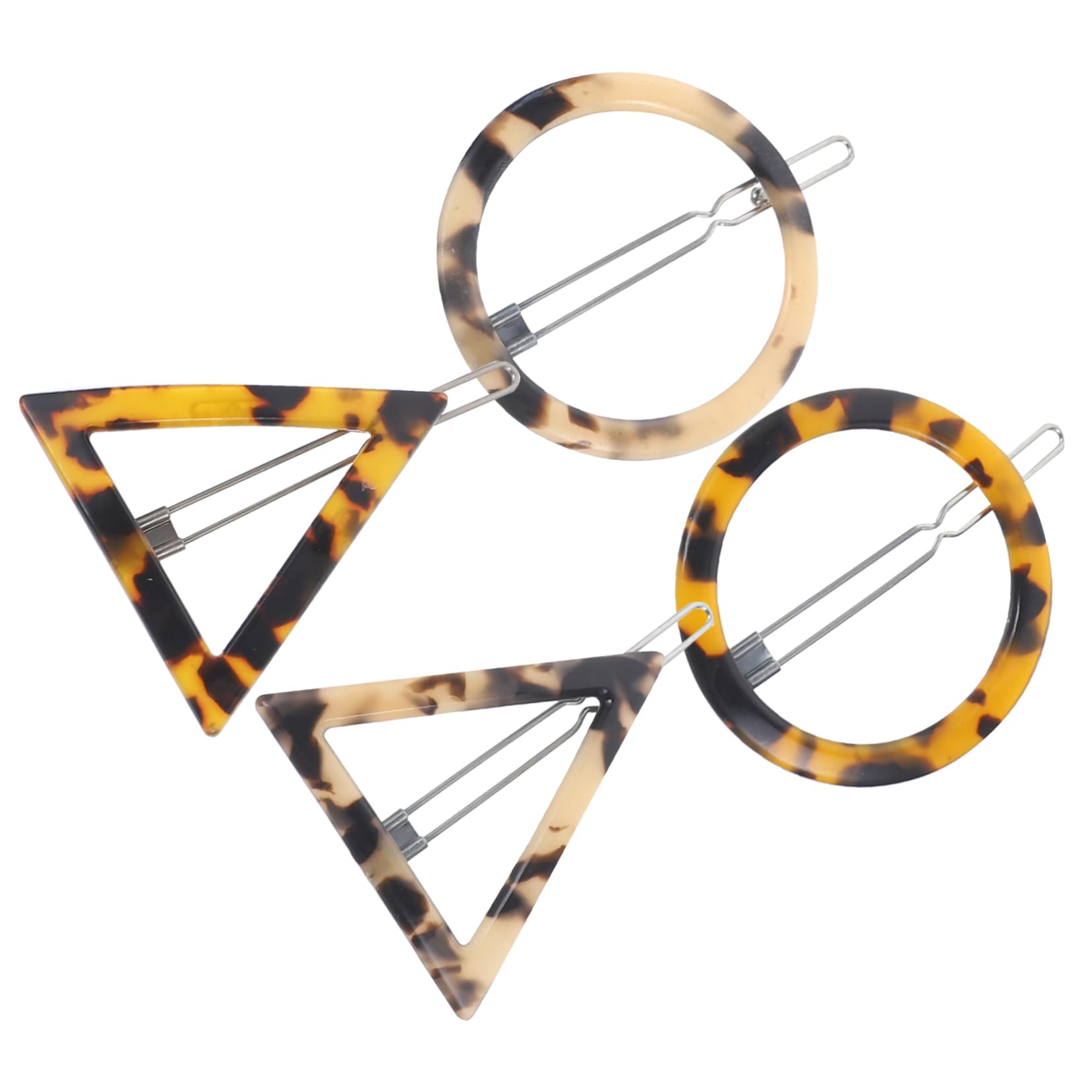 4 Pcs Acrylic Hair Clip Geometric Styling Hairpin Bang Clip Triangular Round Leopard Hair Ornament (Round Dark Leopard, Round Light Leopard, Triangular Light Leopard, 1 Pcs Each)