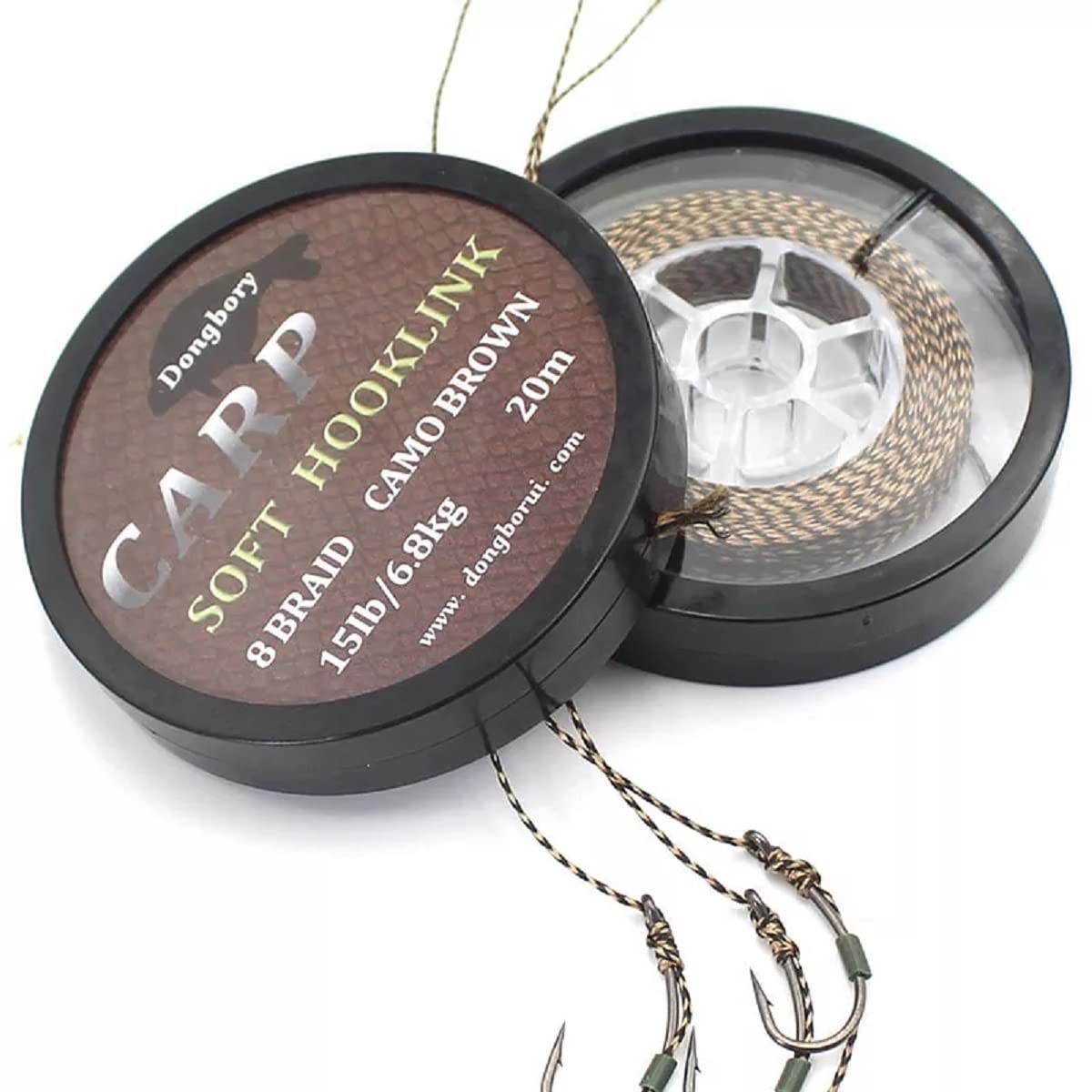 20m Spool Soft Hooklink Carp Fishing 8 Braid Line Camo Brown Braided Fishing Camouflage Line for Hair Rigs (25Lb / 11.3Kg)