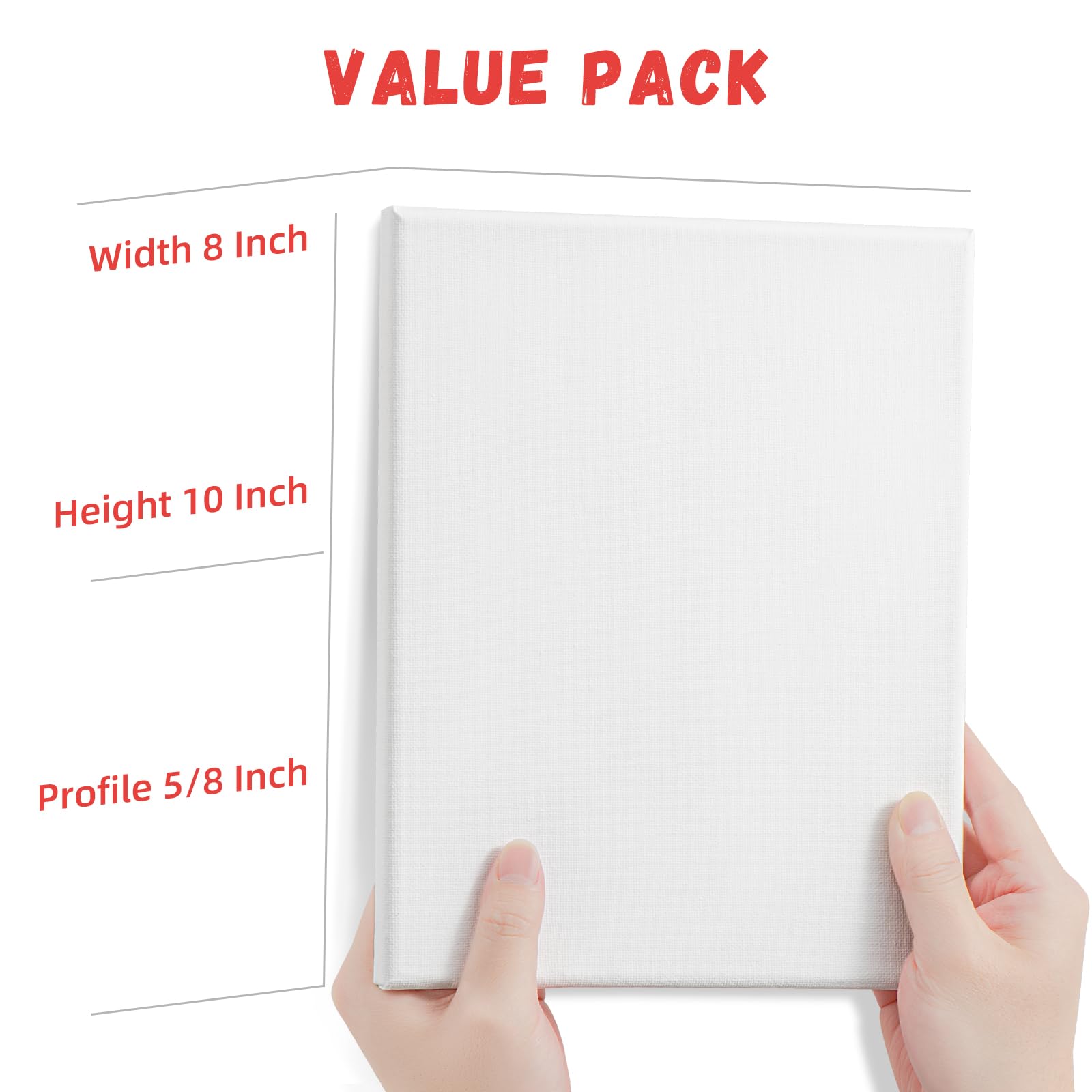 Simetufy 4 Pack Stretched Canvas for Painting 8x10 Inch, 100% Cotton Blank Art Canvases for Acrylic or Oil Paint, Pre-Primed, 5/8 Inch Profile