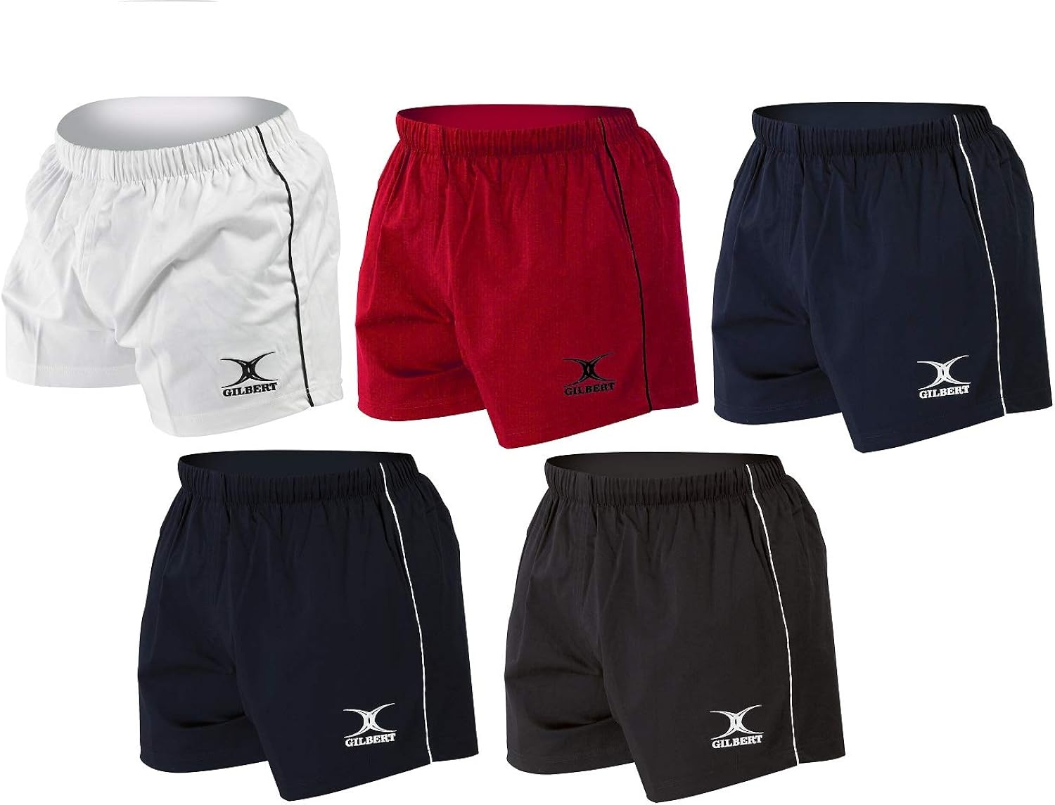 New 2020 Gilbert Rugby Match Shorts Team Kit Colours Black/Navy/White/Red Amazon.co.uk Clothing