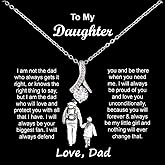 FETCH THE LOVE To My Badass Daughter Necklace - Birthday Gifts for Daughter from Dad, Mom - Meaningful Father-Daughter Jewelry with Inspirational Message Card - Perfect Graduation, Christmas Gift